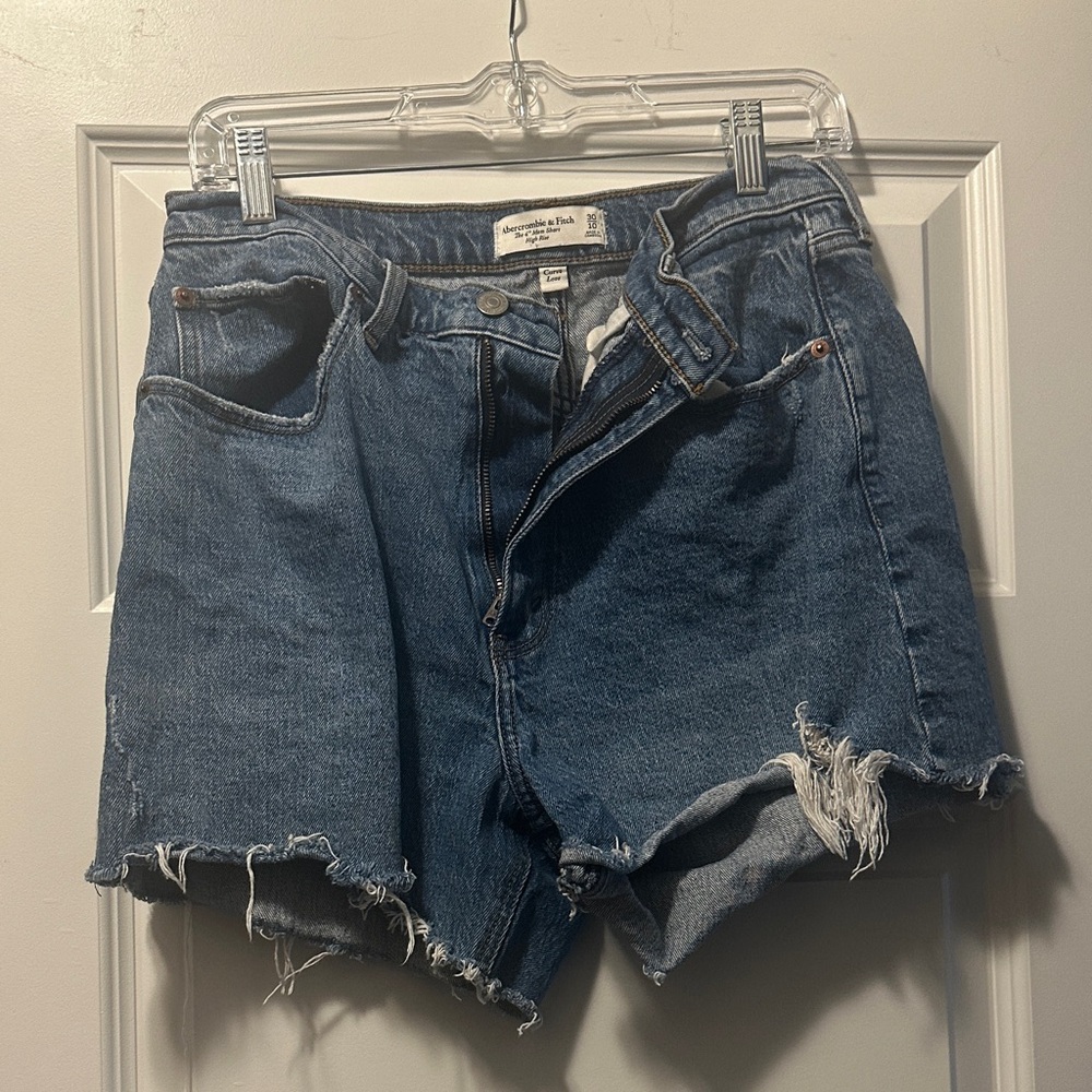Abercrombie & Fitch Blue Distressed Curve Love Jean Shorts